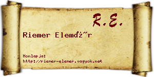 Riemer Elemér névjegykártya